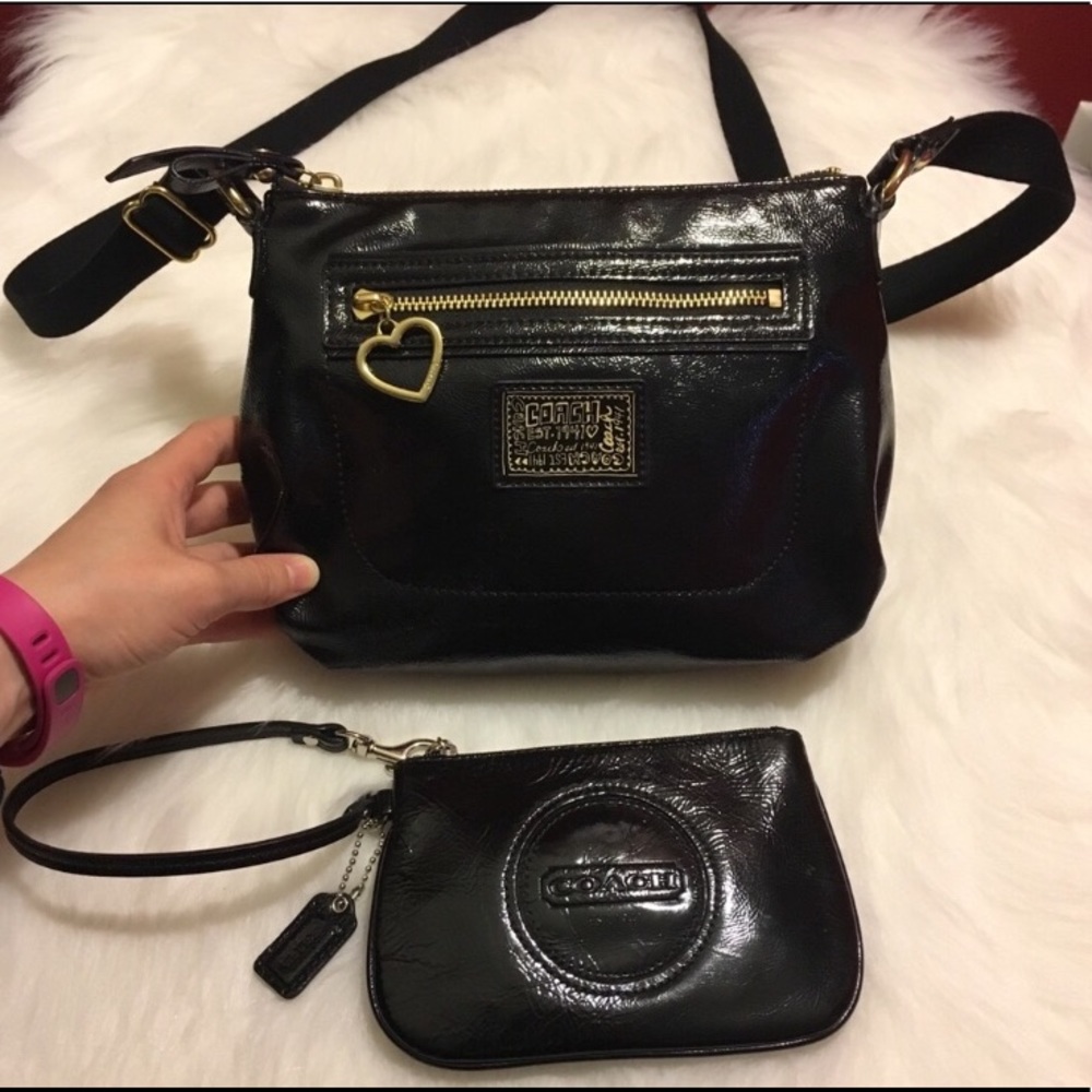 Coach Poppy Purse and Black Pleather Wristlet